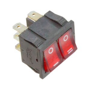 Interruptor duplo com sinalizador Vermelho 230V